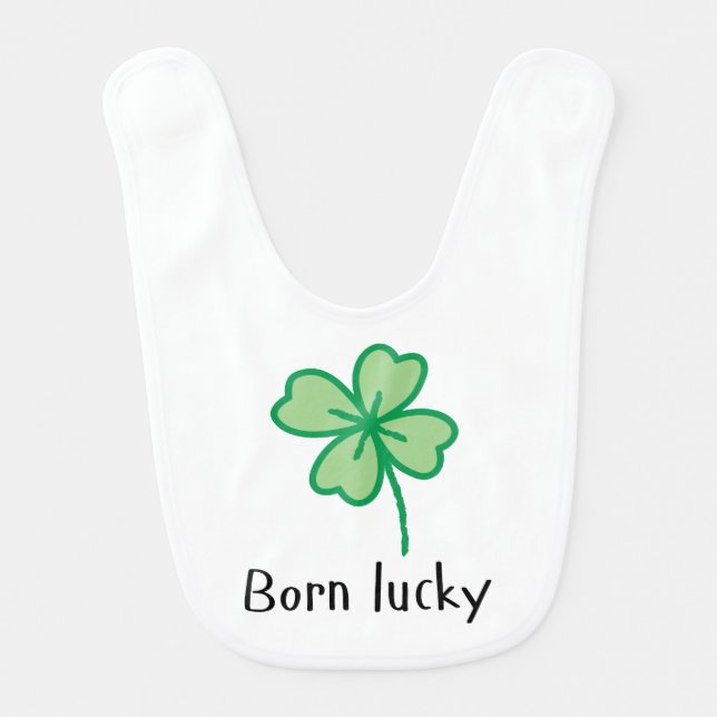 Born Lucky baby bib (Front)