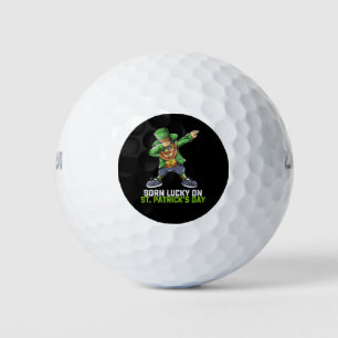 Born Lucky On St Patrick's Day Dabbing Birthday Golf Balls