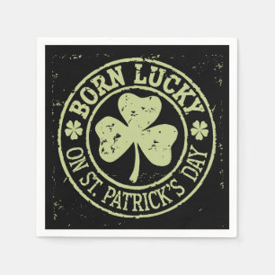 Born Lucky On St Patrick's Day Irish Birthday Napkins
