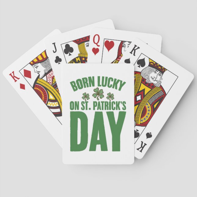 Born Lucky On St Patrick's Day Irish Birthday  Poker Cards (Back)