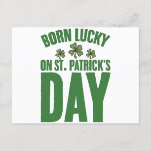 Born Lucky On St Patrick's Day Irish Birthday Postcard