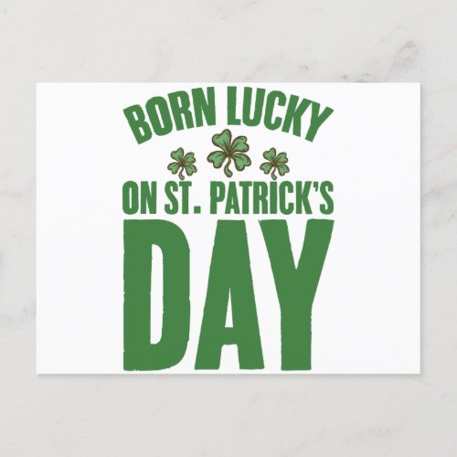 Born Lucky On St Patricks Day Irish Birthday  Postcard
