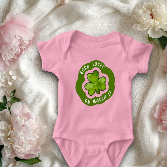 Born Lucky on St Patrick's Day Newborn Girl Baby Bodysuit (Creator Uploaded)