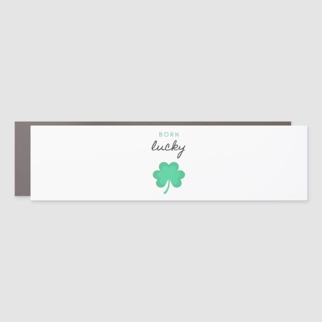 "BORN LUCKY SHAMROCK" CAR MAGNET (Front)