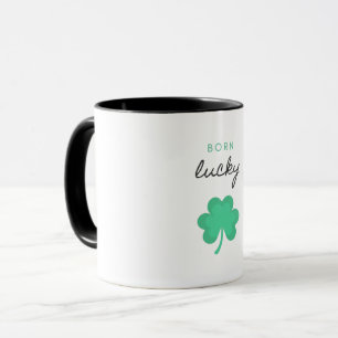"BORN LUCKY SHAMROCK" TWO TONE MUG. MUG