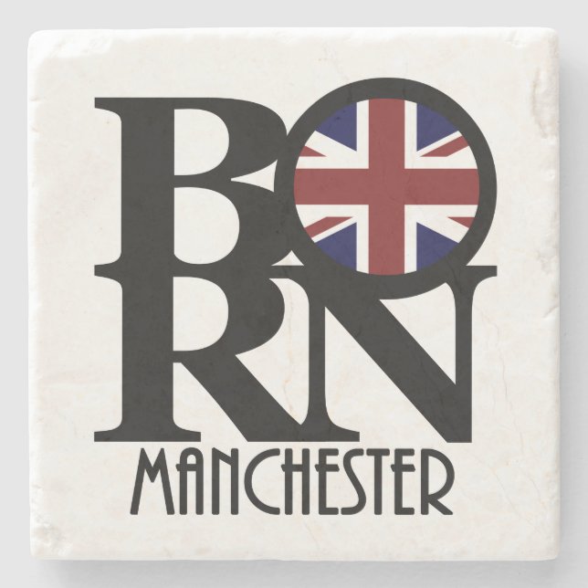 BORN Manchester England Stone Coaster (Front)