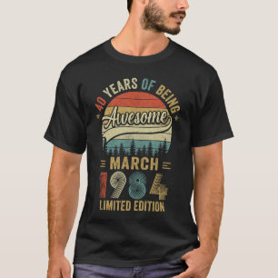 Born March 1984 40th Birthday Vintage 1984 40 Year T-Shirt