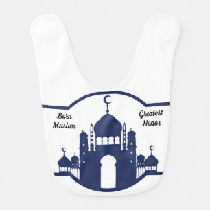 Born Muslim Blue Boy Baby Bib