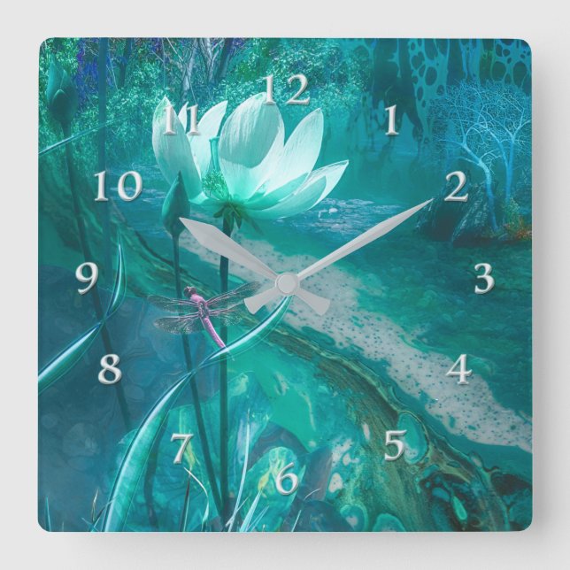 BORN OF DRAGONFLY SQUARE WALL CLOCK (Front)