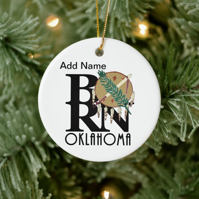 BORN Oklahoma Customizable Ceramic Ornament (Tree)