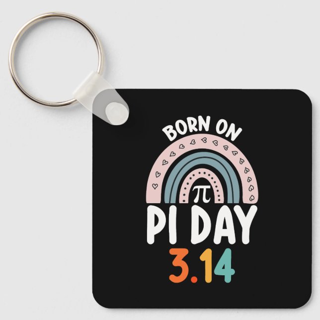 Born On Pi Day Birthday Math Funny Keychain (Front)
