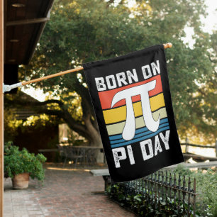 Born On Pi Day Birthday Math Mathematics House Flag