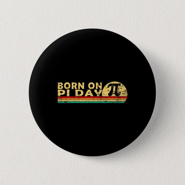 Born On Pi Day March 14 Math Equations Sunset Geek Button (Front)