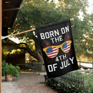 Born On The 4th Of July Birthday Sunglasses USA House Flag