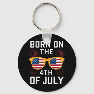 Born On The 4th Of July Birthday Sunglasses USA Keychain