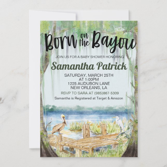 Born on the Bayou Swamp Baby Shower Invitation (Front)