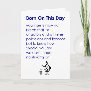 Born On This Day - a funny birthday poem Card