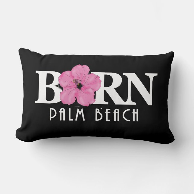 BORN Palm Beach Florida Pink Lumbar Pillow (Front)