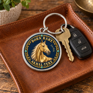 Born Rare Golden Akhal-Teke Horse Art Keychain