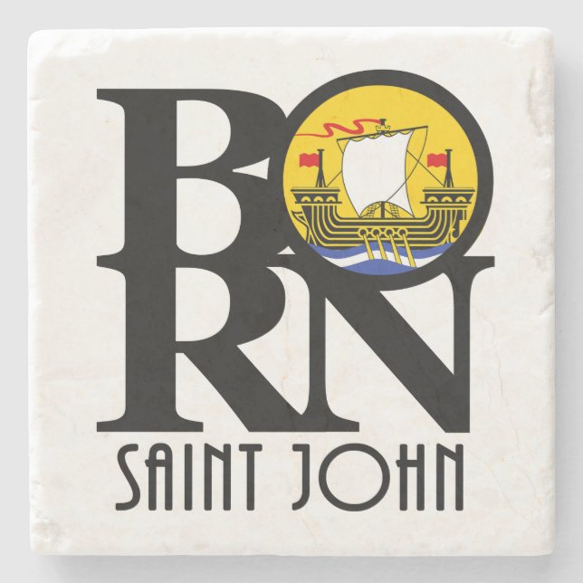 BORN Saint John New Brunswick Stone Coaster (Front)