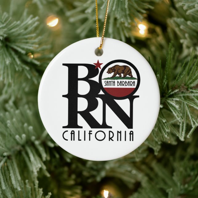 BORN Santa Barbara California Ceramic Ornament (Tree)