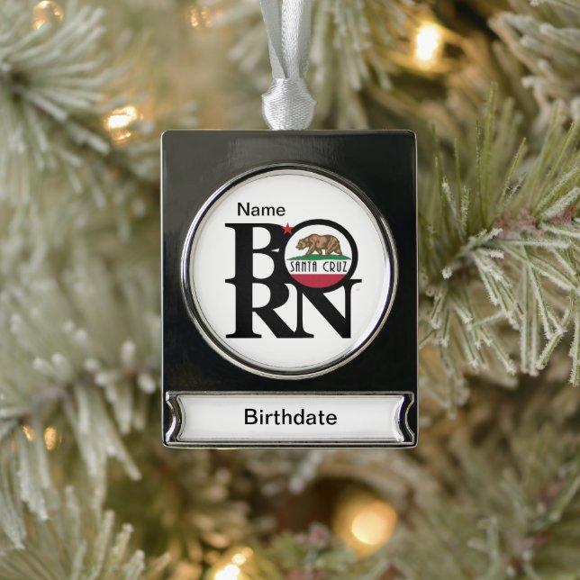 BORN Santa Cruz Silver Plated Banner Ornament (Tree)