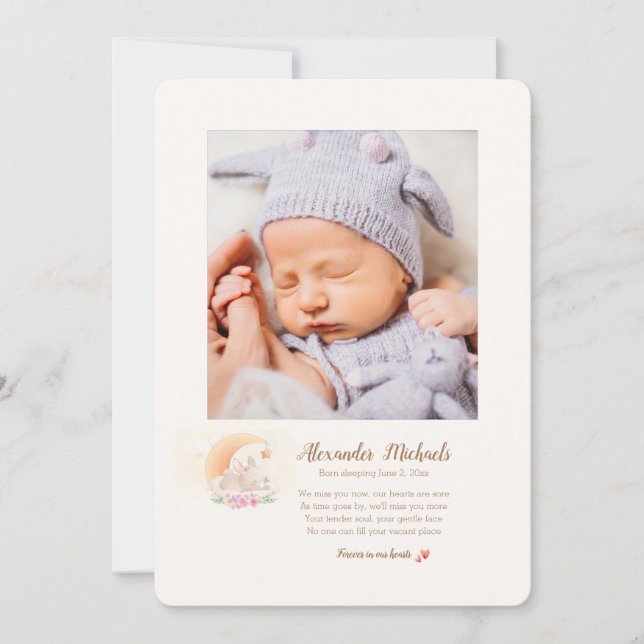 Born Sleeping Photo Birth Announcement (Front)
