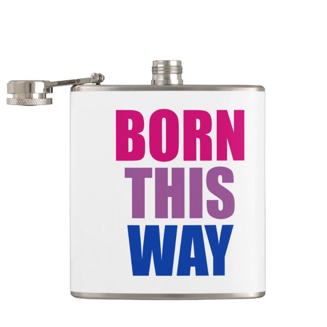 Born This Way Bisexual Bi Pride LGBTQ Flask (Opened)