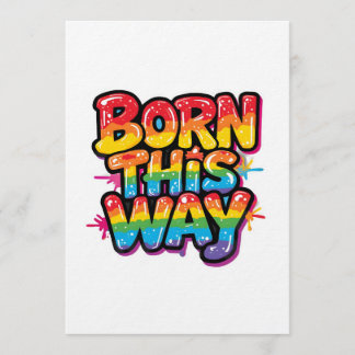 Born This Way – Bold Rainbow Pride Quote for LGBTQ Invitation