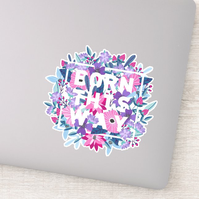 Born This Way Floral Bi Pride Sticker (Detail)