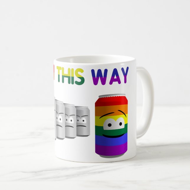 Born This Way LGBT Rainbow Stripe Coffee Mug (Front Right)
