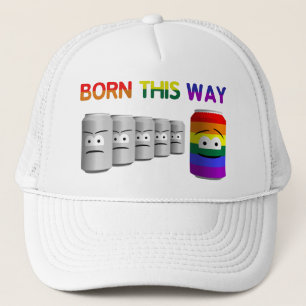 Born This Way LGBT Rainbow Stripe Trucker Hat