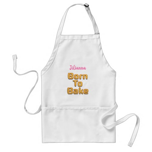 Born to bake fun cooking cartoon lettering adult apron