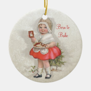 Born To Bake Girl Ceramic Ornament