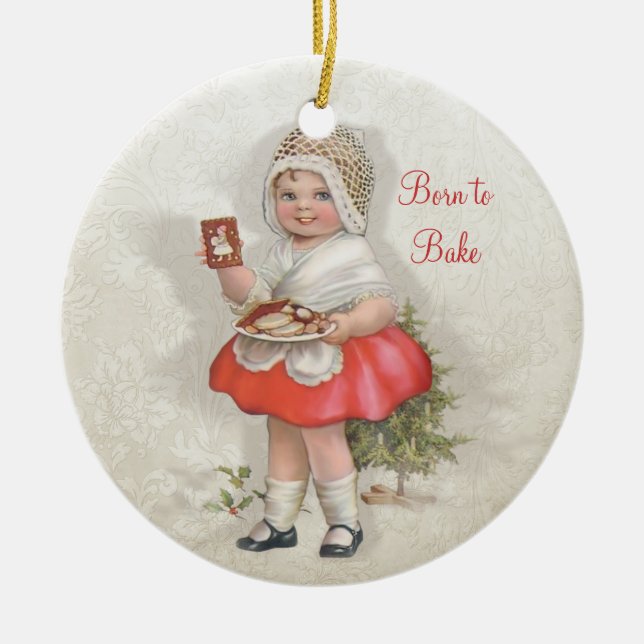 Born To Bake Girl Ceramic Ornament (Front)