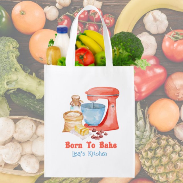 Born To Bake Reusable Grocery Bag (Creator Uploaded)