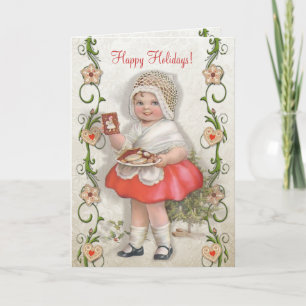 Born to Bake Vintage Girl - Customize Holiday Card