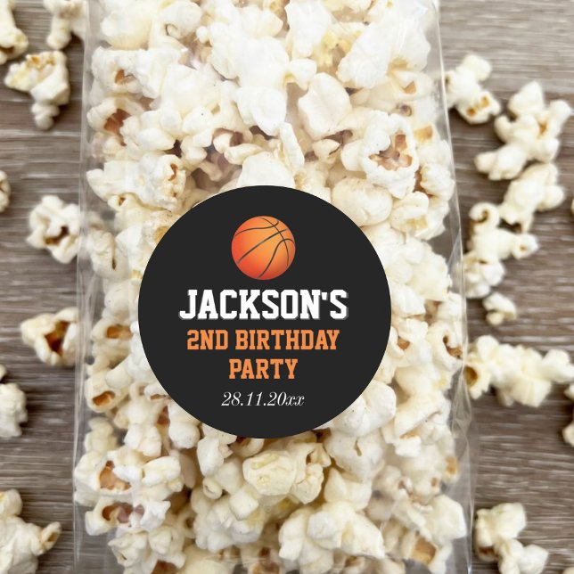 Born To Ball Basketball Themed Kids Birthday Classic Round Sticker (Creator Uploaded)