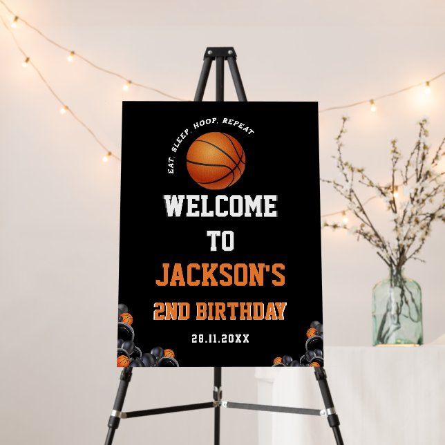 Born To Ball Basketball Themed Party Welcome Sign (In Situ (Stand))
