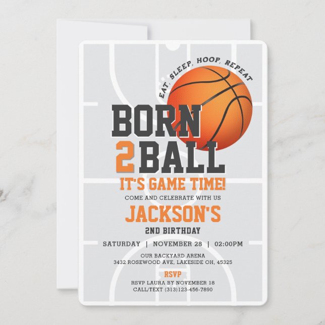 Born To Ball Sports Birthday Basketball Invitation (Front)