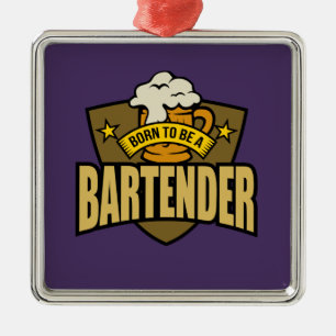 Born To be A Bartender Metal Ornament