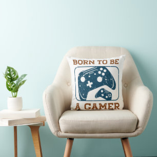 Born to be a gamer throw pillow
