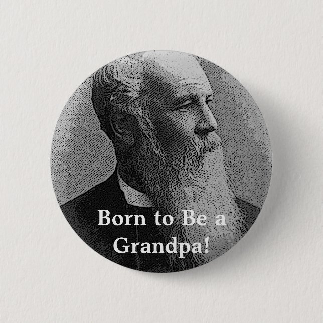 Born to Be a Grandpa! Gear Pinback Button (Front)