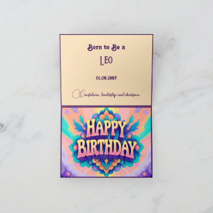 Born to be a Leo for birthday  Card