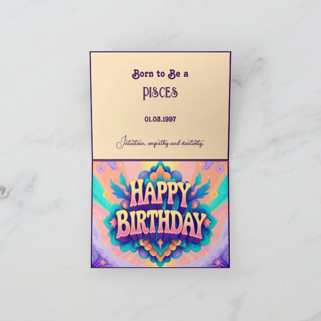 Born to be a Pisces for birthday Card (Inside)