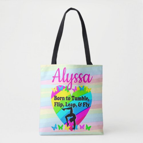 BORN TO BE A TUMBLING QUEEN TOTE BAG