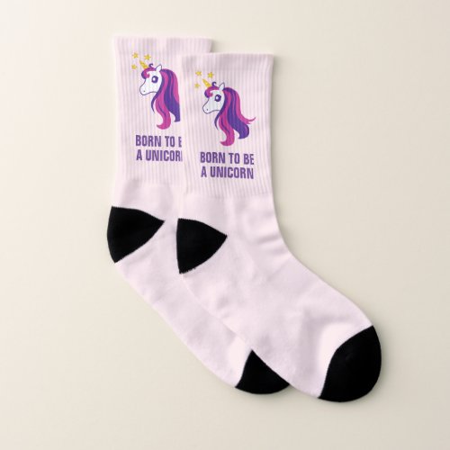 Born to be a unicorn cute pink womens socks