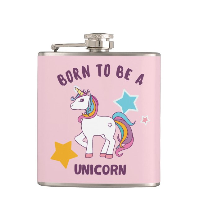 Born to be a Unicorn Hip Flask (Front)