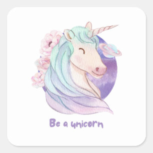 Born to Be a Unicorn Magical Fan Club   Square Sticker