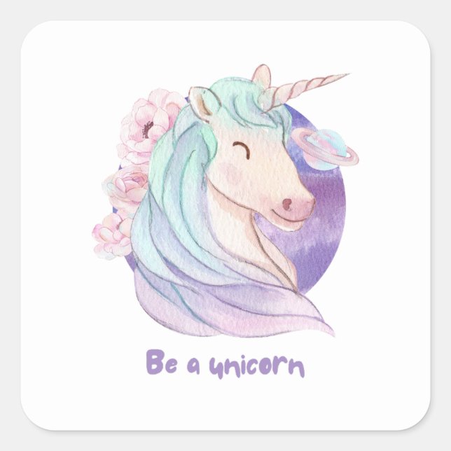 Born to Be a Unicorn Magical Fan Club   Square Sticker (Front)